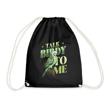 Talk Birdy To Me - Budgie - Drawstring Bag - black - Front