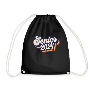 Class of 2024 Senior 2024 Retro Graduation 2024 - Drawstring Bag - black - Front