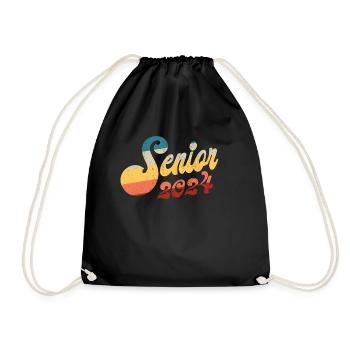 Class of 2024 Senior 2024 Retro Graduation 2024 - Drawstring Bag - black - Front