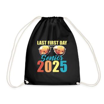 Class of 2025 Retro on the last first day Senior - Drawstring Bag - black - Front