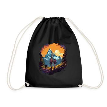 Zermatt, Matterhorn, Matterhorn mountain, hiker - Drawstring Bag - black - Front