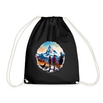 Zermatt, Matterhorn, Matterhorn mountain, hiker - Drawstring Bag - black - Front