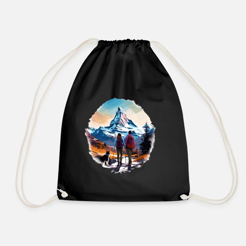 Zermatt, Matterhorn, Matterhorn, Wanderer - Turnbeutel - Schwarz