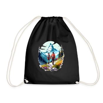 Zermatt, Matterhorn, Matterhorn mountain, hiker - Drawstring Bag - black - Front