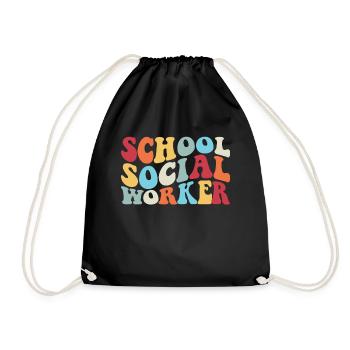 School Social Worker Retro School Social Worker - Drawstring Bag - black - Front