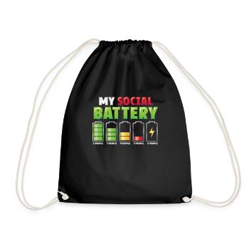 Meine Sozialbatterie - Asozialer Introvertierter - Turnbeutel - Schwarz - Vorne