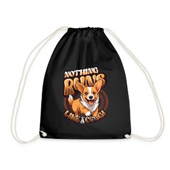 Nothing runs like a corgi - Drawstring Bag - black - Front