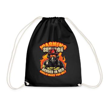 Firefighter Slogan, Volunteer Fire Brigade - Drawstring Bag - black - Front
