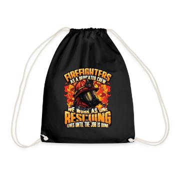 Firefighter Slogan, Volunteer Fire Brigade - Drawstring Bag - black - Front