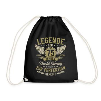 75 Geburtstag Geschenk - Legende seit 75 Jahren - Turnbeutel - Schwarz - Vorne
