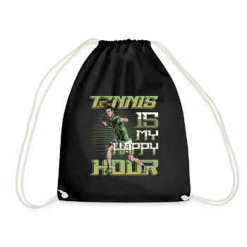 Tennis Ist Meine Happy Hour, Tennisspieler, Tennis - Turnbeutel - Schwarz - Vorne