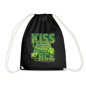 Tennis Lover, Kiss My Ass, Funny Tennis - Drawstring Bag - black - Front