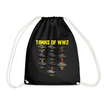 Panzer von Militärtanks des Zweiten Weltkriegs von - Turnbeutel - Schwarz - Vorne