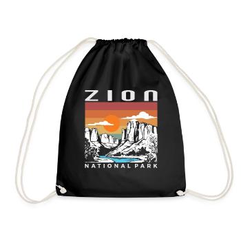 Zion Nationalpark Retro Utah Zion Nationalpark - Turnbeutel - Schwarz - Vorne