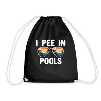 Ich pinkle in Pools Retro Urlaubshumor Schwimmen - Turnbeutel - Schwarz - Vorne