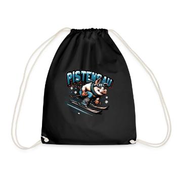 Skier Pig Pistensau Après-ski - Drawstring Bag - black - Front