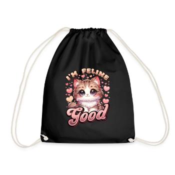 Funny Cat Lady, Cat Mom - Drawstring Bag - black - Front