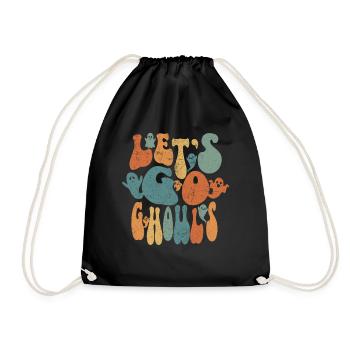 Let's Go Ghouls Funny Retro Halloween Girls - Drawstring Bag - black - Front