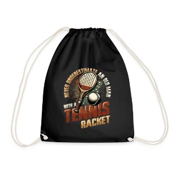 Old Man, Tennis Player, Pensioner, Tennis - Drawstring Bag - black - Front