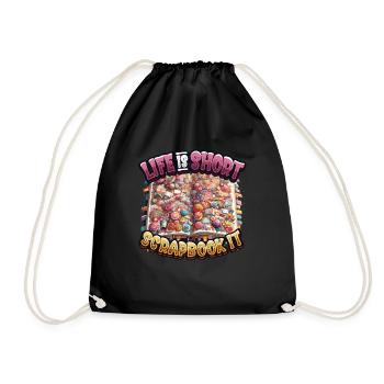 Girl Scrapbooking Enthusiast Scrapbook - Drawstring Bag - black - Front