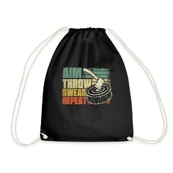 AIM Throw Swear Repeat Axenwerfer Axt werfen - Turnbeutel - Schwarz - Vorne