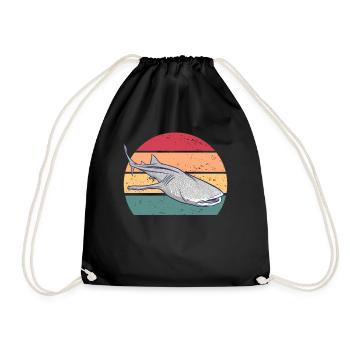 Walhai Retro Sunset Rettung die Walhaie - Turnbeutel - Schwarz - Vorne