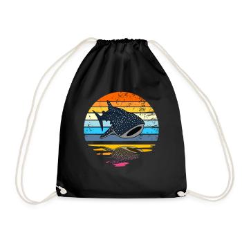 Walhai Retro Sunset Rettung die Walhaie - Turnbeutel - Schwarz - Vorne