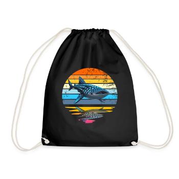 Walhai Retro Sunset Rettung die Walhaie - Turnbeutel - Schwarz - Vorne