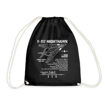 F-117 Stealth Nighthawk Specs MilitärflugzeugeF117 - Turnbeutel - Schwarz - Vorne