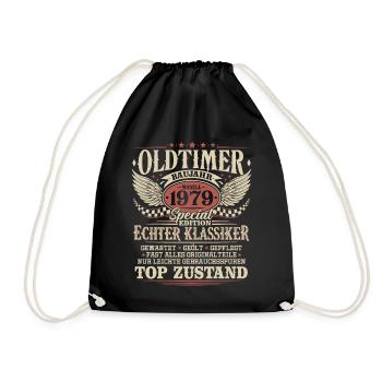 Oldtimer Baujahr 1979 Jahrgang Geburtstag Geschenk - Turnbeutel - Schwarz - Vorne