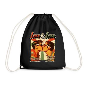 Love Is Love - Retro Schwule Männer Kuss LGBTQ 80s - Turnbeutel - Schwarz - Vorne