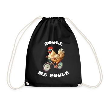Roule ma poule, poule sur un velo, humour cycliste - Sac de sport léger - noir - Devant