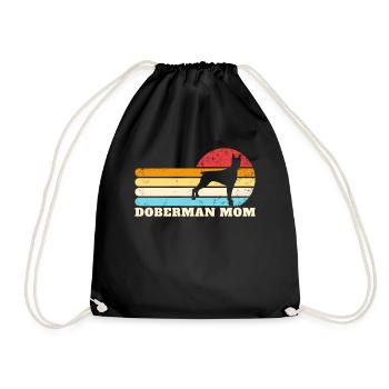 Dobermann-Mutter, Retro-Hundemutter, Damen-Doberma - Turnbeutel - Schwarz - Vorne