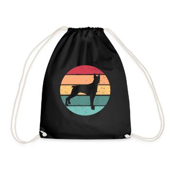 Dobermann Retro Sonnenuntergang Haustier Dobie Hau - Turnbeutel - Schwarz - Vorne