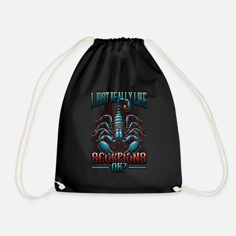 I just like scorpions - Drawstring Bag - black