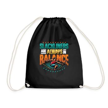 Slackliners Are Always In Balance - Drawstring Bag - black - Front