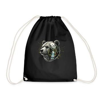 Wilderness Inside the Bear Retro Vintage - Drawstring Bag - black - Front