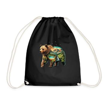 Wilderness Inside the Bear Retro Vintage - Drawstring Bag - black - Front