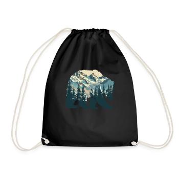 Wilderness Inside the Bear Retro Vintage - Drawstring Bag - black - Front