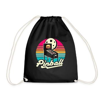 Pinball Retro Pinball Lover Pinball Arcade Gam - Drawstring Bag - black - Front