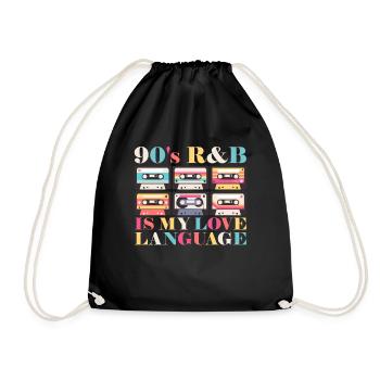 90er R&B ist meine Liebessprache Kassettenband 90e - Turnbeutel - Schwarz - Vorne