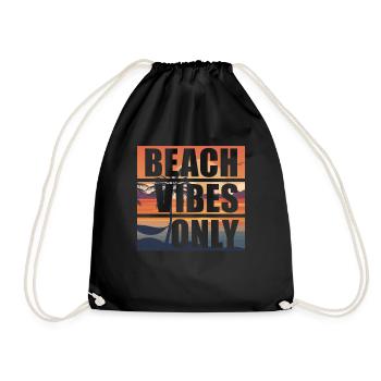 Beach Vibes Only Retro Strandurlaub Surfstrand - Turnbeutel - Schwarz - Vorne