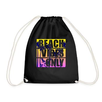 Beach Vibes Only Retro Strandurlaub Surfstrand - Turnbeutel - Schwarz - Vorne