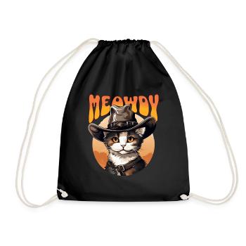 Meowdy Cowboy Cat Lustige Grüß dich Meowdy Cowboy - Turnbeutel - Schwarz - Vorne
