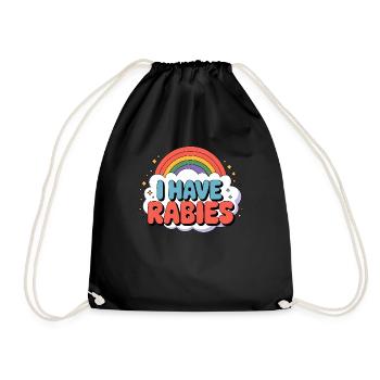 Ich habe Tollwut, Regenbogen, lustig, peinlich, sc - Turnbeutel - Schwarz - Vorne