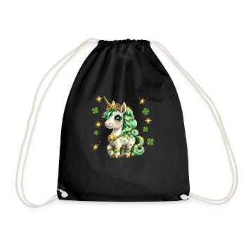 St Patrick Unicorn Gift Funny - Drawstring Bag - black - Front