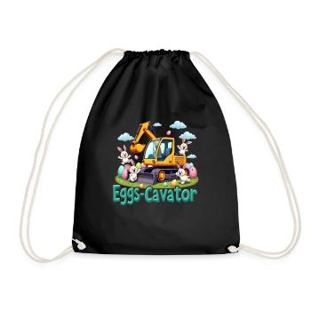 Eggs Cavator Osterhasen Bagger Eierkreiskreis - Turnbeutel - Schwarz - Vorne