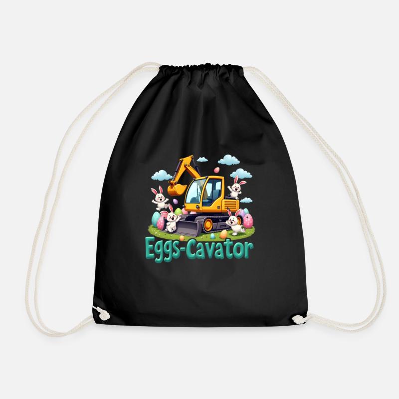 Eggs Cavator Osterhasen Bagger Eierkreiskreis - Turnbeutel - Schwarz
