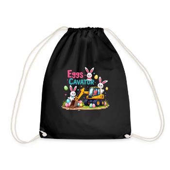 Eggs Cavator Easter Bunny Excavator Egg Circle - Drawstring Bag - black - Front