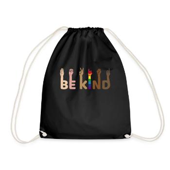 LGBT Rainbow Be Kind - Drawstring Bag - black - Front